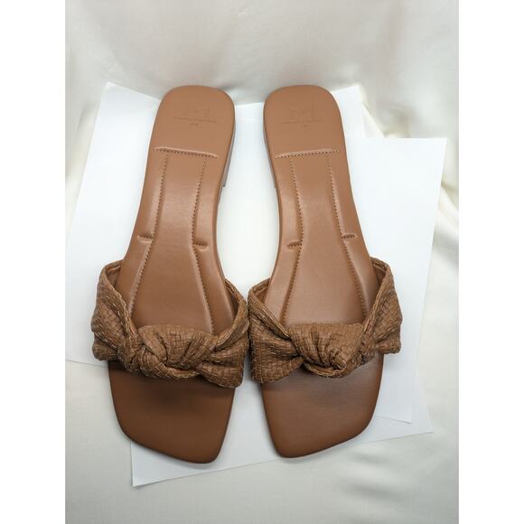 Marc Fisher Marlon Woven Square Flat Sandals 11M Brown Leather Beachy Resort - Picture 6 of 11